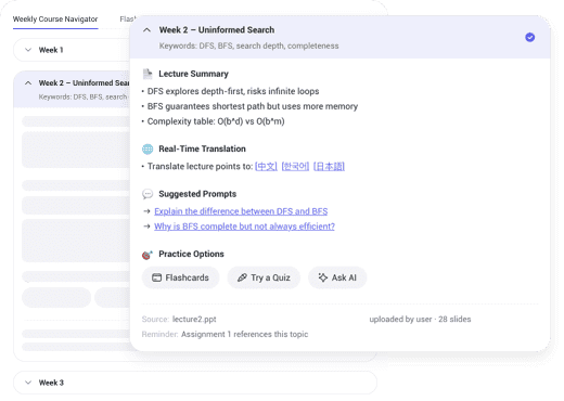 Course navigator interface